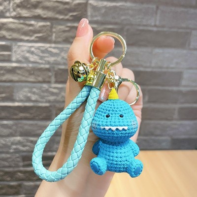 3d Resin Rajut Lucu Kartun Hewan Dinosaurus Babi Bebek Kelinci Dengan Tali Kepang Mobil Rumah Gantungan Kunci Keychain Tas Phone Case Bluetooth Earphone Cover Charms Liontin Hadiah Untuk Pria Wanita