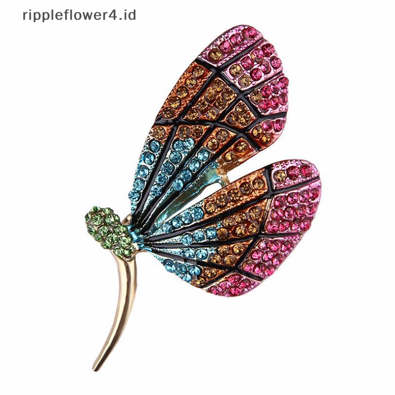 {rippleflower4.id} Retro Berlian Imitasi Kupu-Kupu Serangga Bros Kerah Syal Pin Wanita Perhiasan~