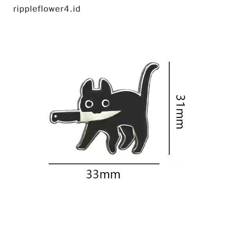 {rippleflower4.id} Kartun Kucing Hitam Pemodelan Pop-Enamel Bros Pin Fashion Lapel Lencana Pin Perhiasan Hadiah~