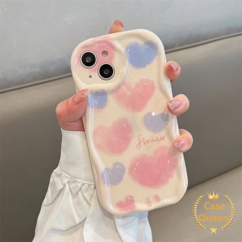 Kartun Lucu Senyum Warna-Warni 3D Bergelombang Tepi Melengkung Casing Untuk Samsung A13 A52 A14 A12 A13 A52s A04s A24 M12 A30s A50 A50s A32 Kisi Motif Leopard Love Hati Rose Pink Soft Cover