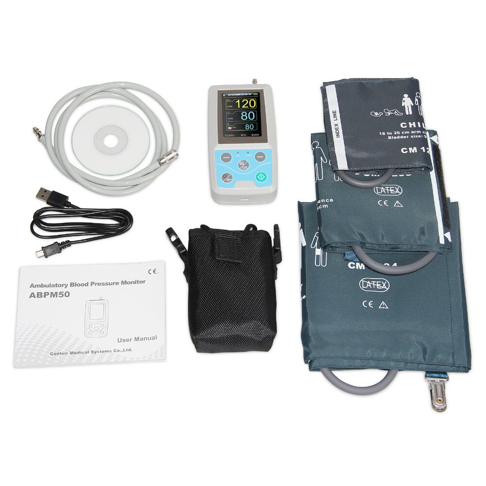 PREORDER ABPM50  Software  adult cuff CONTEC 24 hours Ambulatory Blood Pressure Monitor ,NIBP