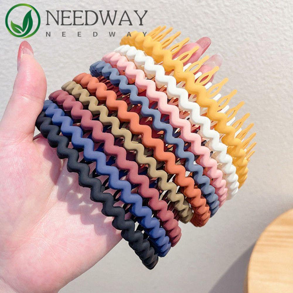 Needway   Gelombang Rambut Hoop Pria Anak Manis Spons Bando Insang Bando Non-slip Warna Permen Dengan Gigi Musim Panas Gaya Korea Hiasan Kepala