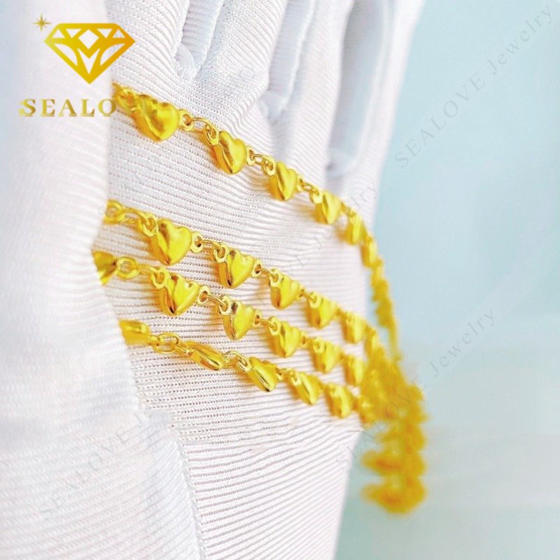 Gelang Kaki Titanium Anti Karat Emas 18K Hati Cantik Elegan Korea Fashion Aksesoris Wanita Perhiasan