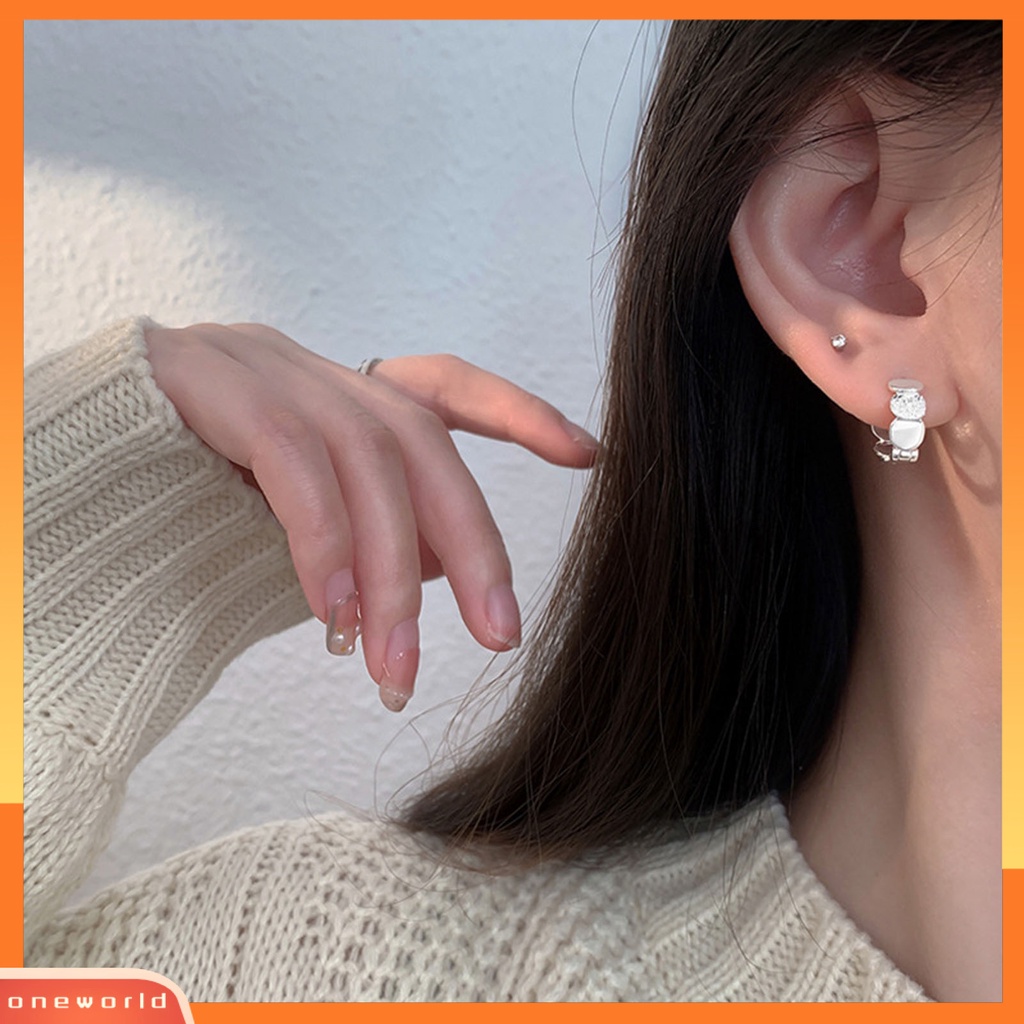 [WOD] 1pc Wanita Anting Bulat Lembaran Tumpang Tindih Perhiasan Tidak Teratur Telinga Gesper Anting-Anting Untuk Pesta Pernikahan Perjamuan Prom