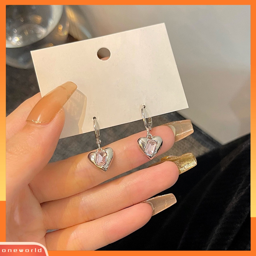 [WOD] 1pasang Anting Wanita Pengerjaan Halus Eye-catching Anti-Oksidasi Tahan Aus Telinga Tahan Luntur Liontin Bentuk Hati Manis Keren Drop Pendant Earrings Untuk Pacaran