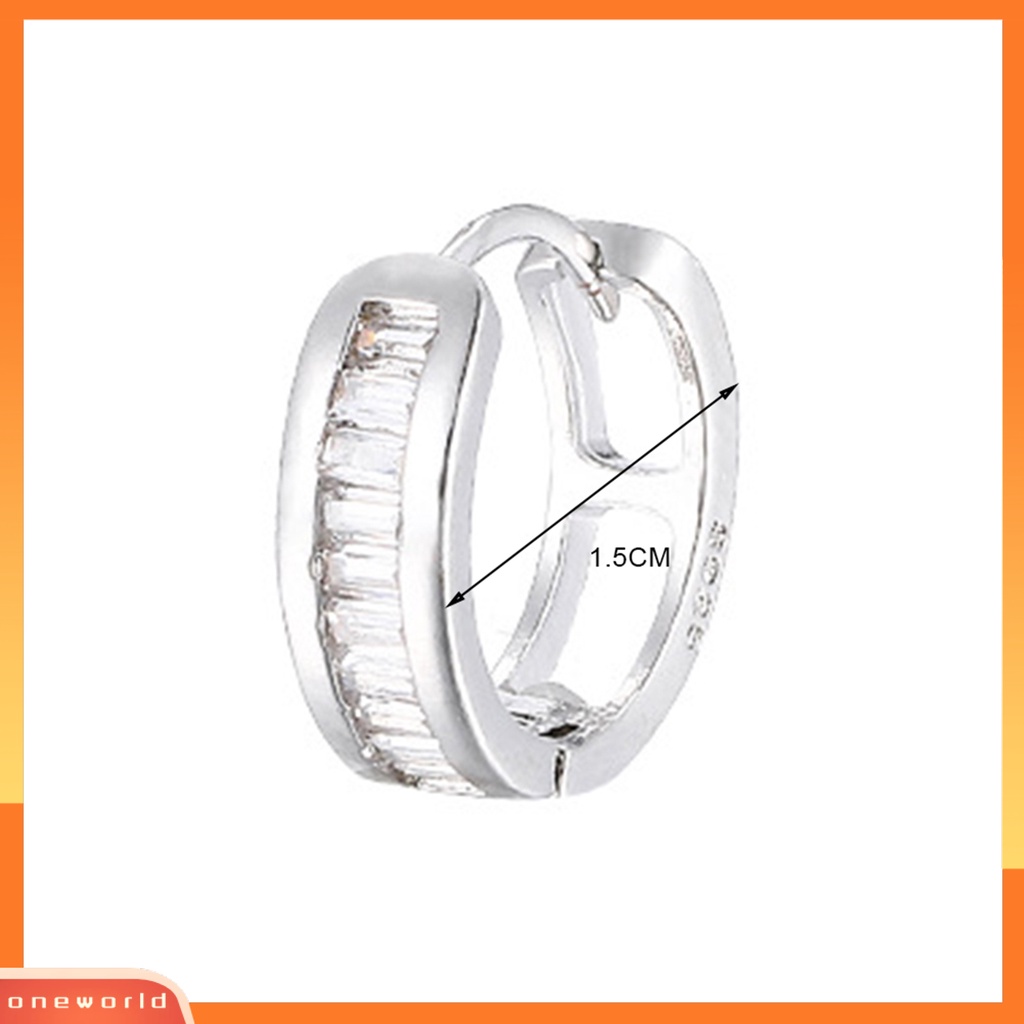 [WOD] 1pc Anting Wanita Bentuk Lingkaran Persegi Cubic Zirconia Sparkling Gaya Korea Earring Untuk Pesta Pernikahan Perjamuan Prom