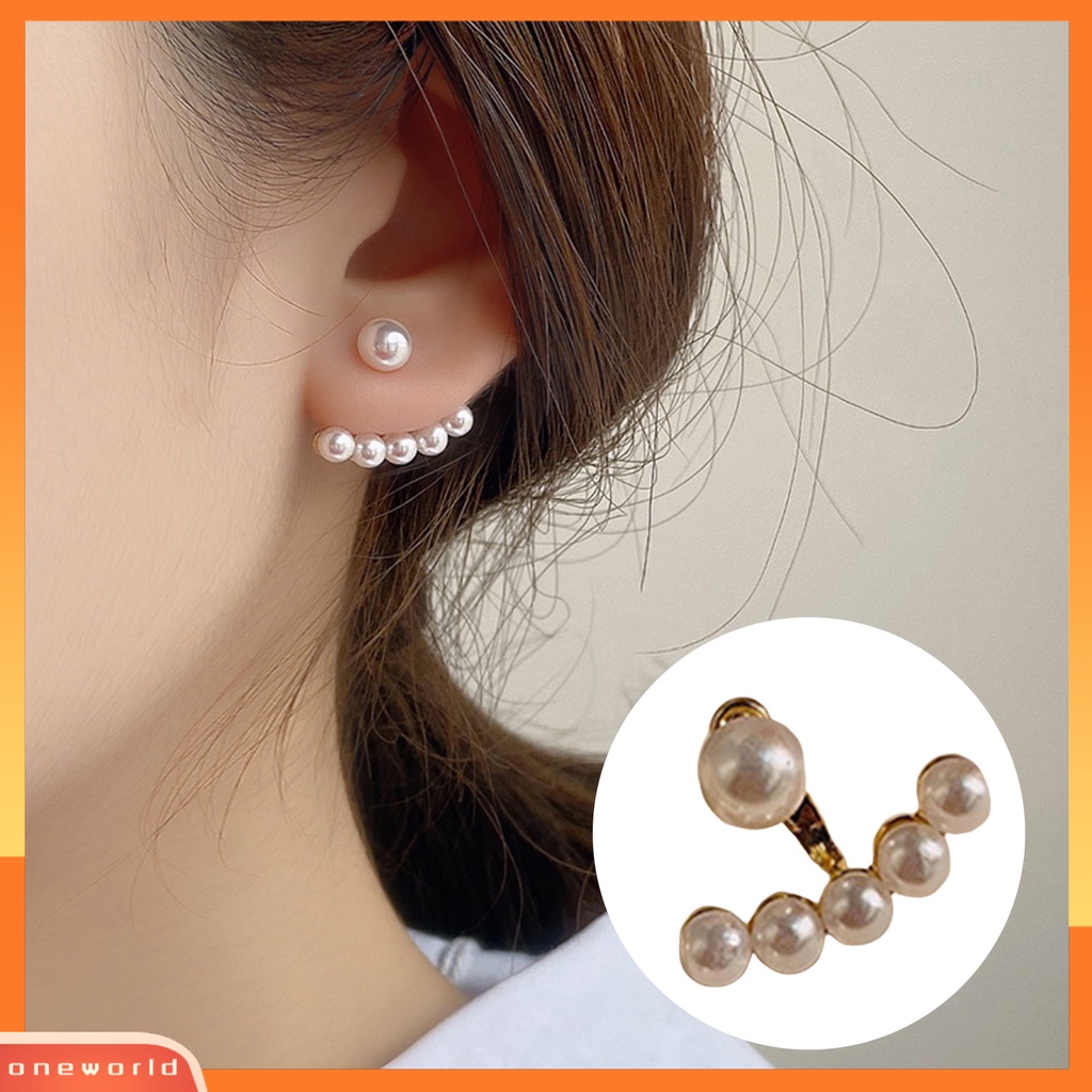 [WOD] 1pasang Anting Pejantan Temperamen Elegan Kilau Terang Hias Semua Pertandingan Perhiasan Hadiah Multi-Wear Fashion Wanita Cinta Hati Mutiara Imitasi Telinga Studs Untuk Pakaian Sehari-Hari