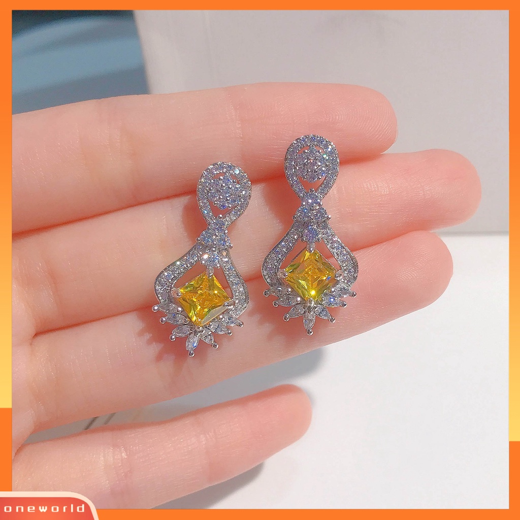 [WOD] 1pasang Anting Lady Hias Berlian Imitasi Berkilau Bentuk Geometris Anting Lady Drop Simetris Untuk Hadiah