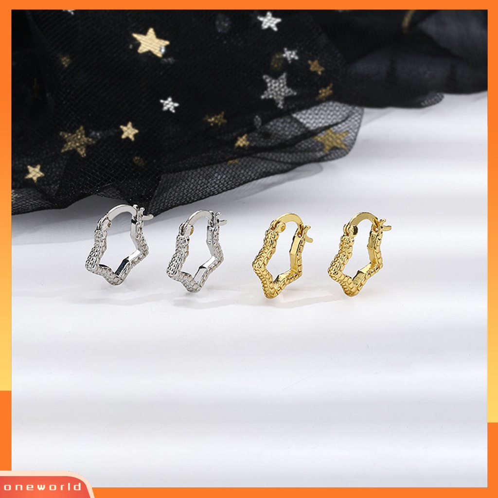 [WOD] 1pasang Anting Fashion Mewah Berkilau Tahan Aus Bentuk Pentastar Punk Pakaian Sehari-Hari Unisex Ringan Berkilau Anting-Anting Untuk Pacaran