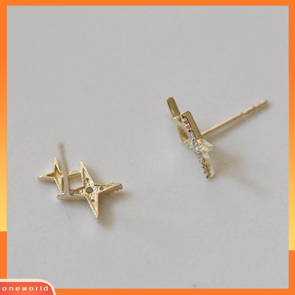 [WOD] 1pasang Anting Tusuk Bintang Perhiasan Berlian Imitasi Halus Gaya Korea Ear Studs Untuk Pakaian Sehari-Hari