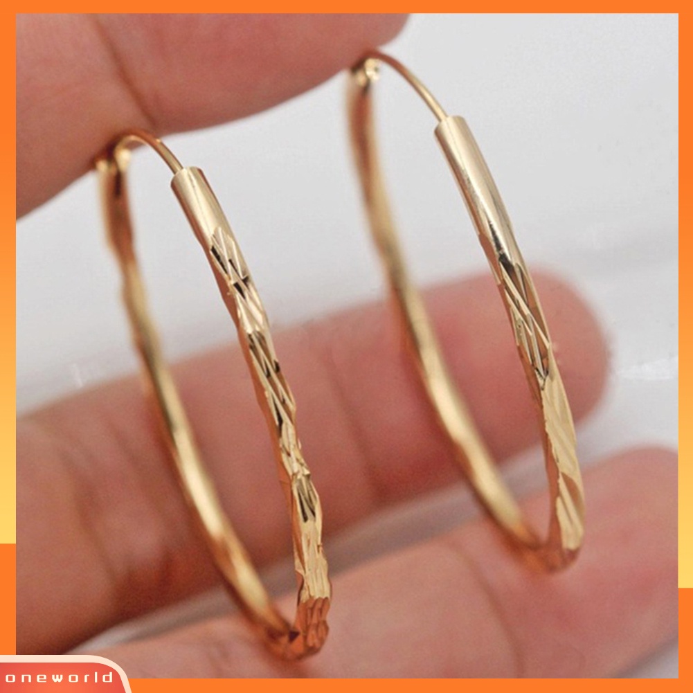 [WOD] Fashion Wanita Besar Cembung Lingkaran Pernyataan Hoop Earrings Perhiasan Pesta Malam