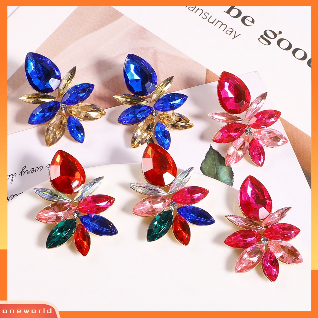 [WOD] 1pasang Anting Drop Wanita Indah Tahan Lama Alloy Fashion Mewah Berlian Imitasi Anting Tetesan Air Untuk Pesta