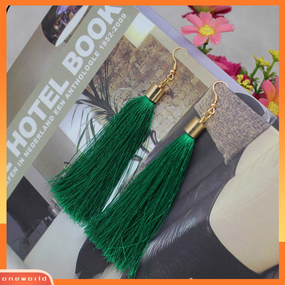 [WOD] Bohemian Hook Anting Wanita Vintage Panjang Rumbai Fringe Boho Menjuntai Earrings