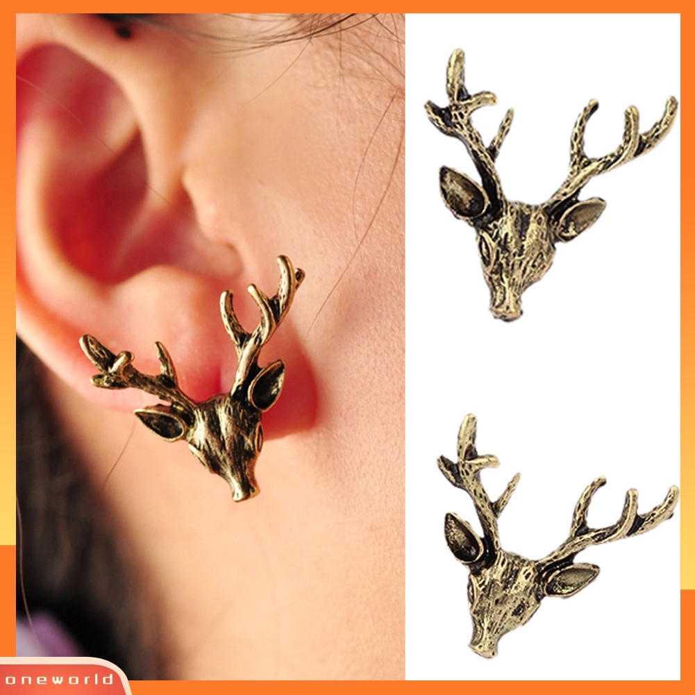 [WOD] Fashion Wanita Berlebihan Punk Hip-Hop Retro Telinga Rusa Studs Earrings Perhiasan