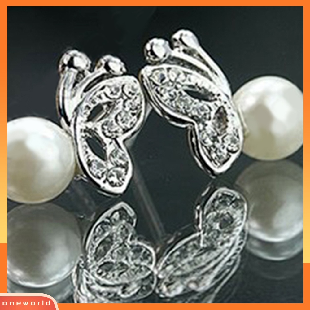 [WOD] Wanita Indah Lucu Manis Berlian Imitasi Kupu-Kupu Perhiasan Anting Mutiara Imitasi