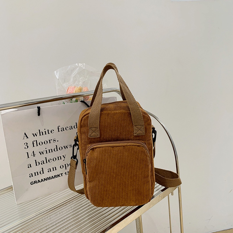 2023 New Corduroy Casual Art Hand Carry Single Shoulder Messenger Simple Fashion Sports Wind Change Handbag Female