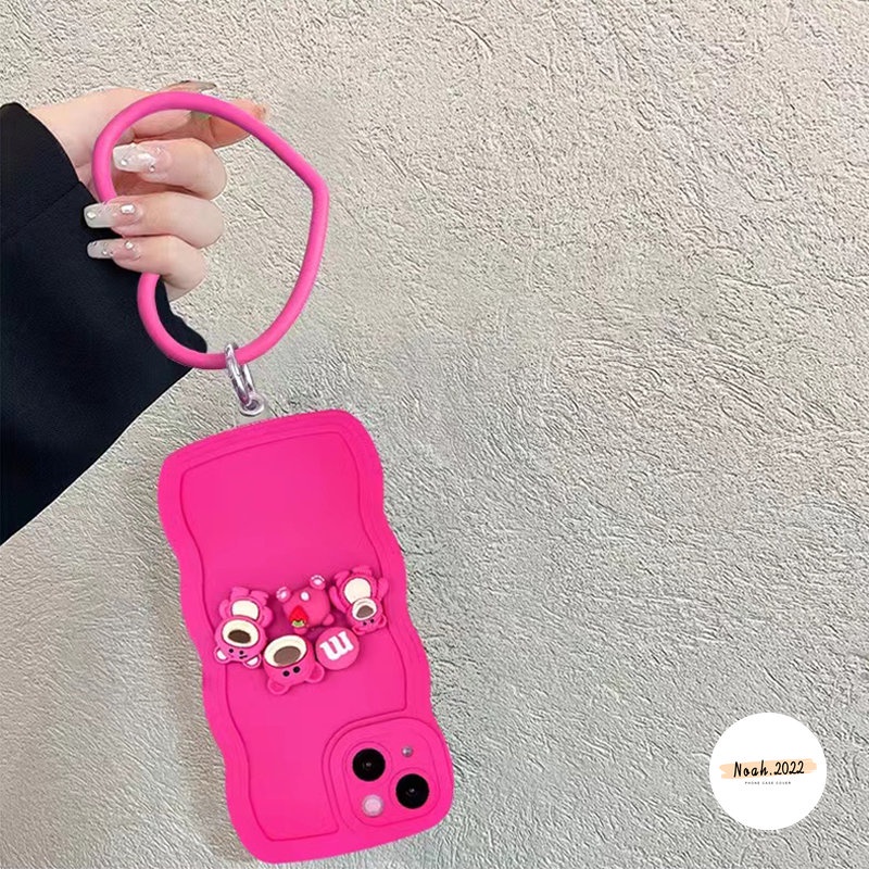 IPHONE Case Gelang Manik-Manik Kompatibel Untuk Iphone7 8 6 6s Plus XR 11 12 14 13 Pro MAX X XS MAX SE Shockproof Tepi Gelombang Sederhana 3D Lucu Loto Dekorasi Soft TPU Back Case Dengan Gelang Hati