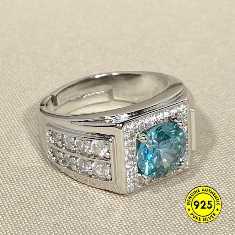 Cincin Pt950 Platinum Eight Hearts Dan Eight Arrows Blue Green Moissanite Mewah