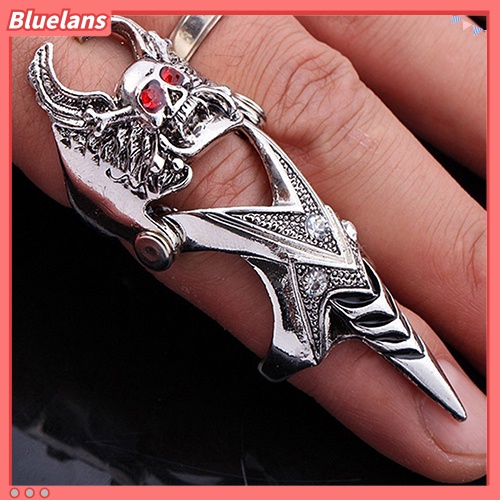 [BLS] Fashion Pria Gothic Punk 2steps Skull Joint Knight Finger Cincin Baja Titanium