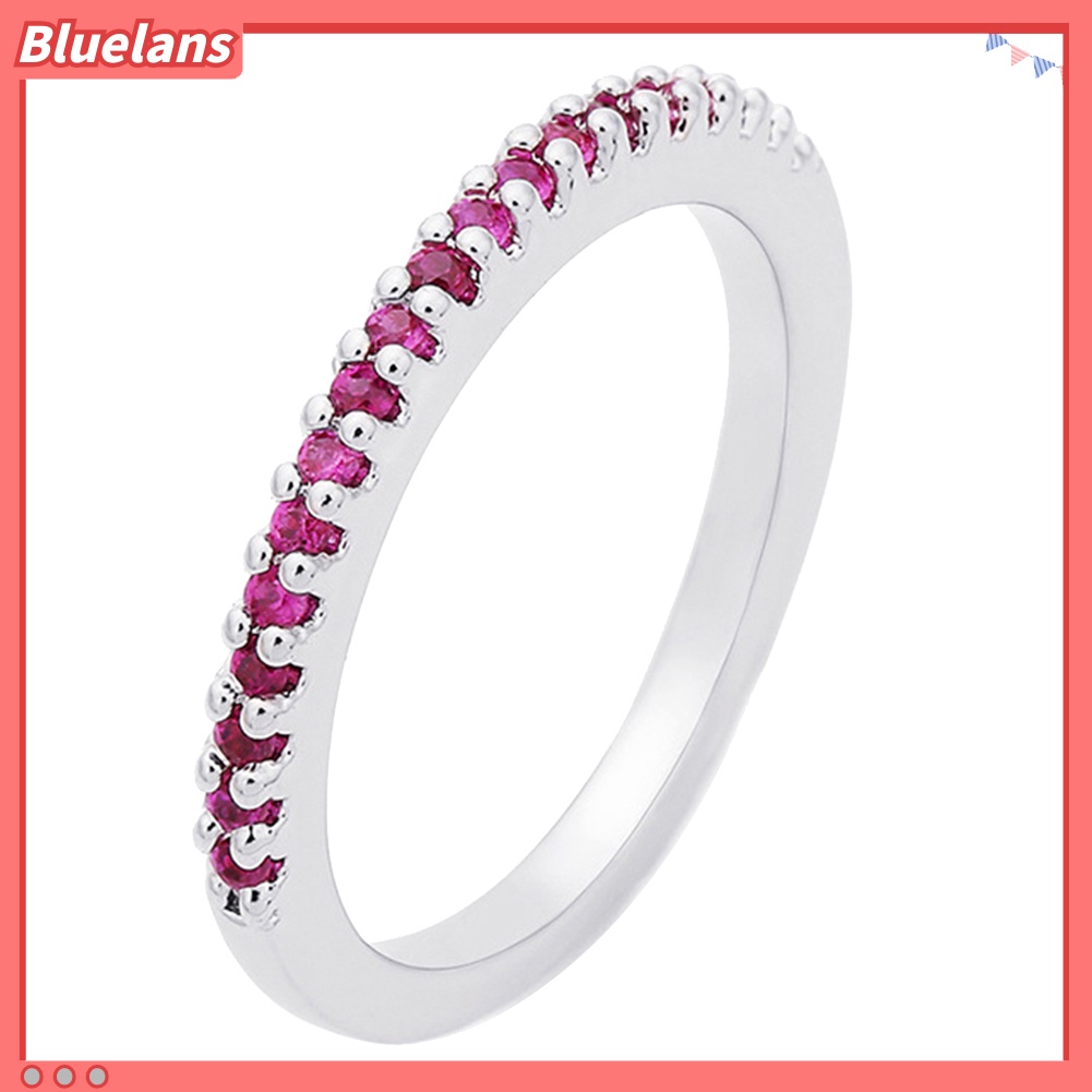 [BLS] Wanita Manis Warna Pelangi Berlian Imitasi Bertatahkan Jari Cincin Hadiah Perhiasan Pernikahan