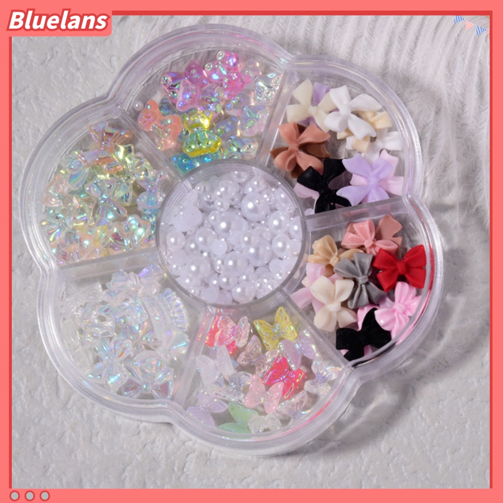 [BLM] 1kotak Dekorasi Kuku Bow-knot Beruang Mutiara Imitasi DIY Kerajinan Kreatif Nail Art Rhinestones Perhiasan Untuk Desain Kuku