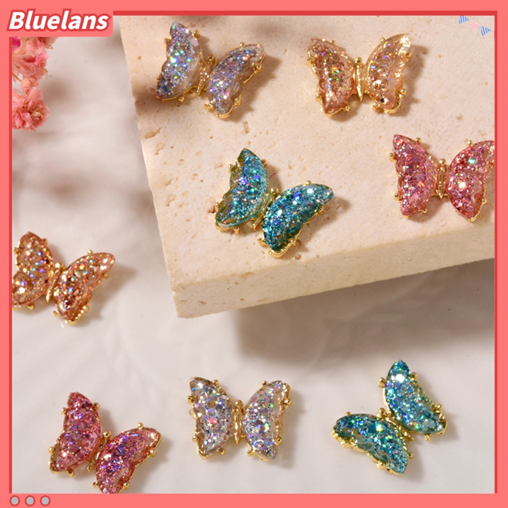 [BLM] Manicure Decoration Kuat Mewah Alloy Butterfly 3D Berlian Imitasi Hiasan Nail Art Untuk Wanita