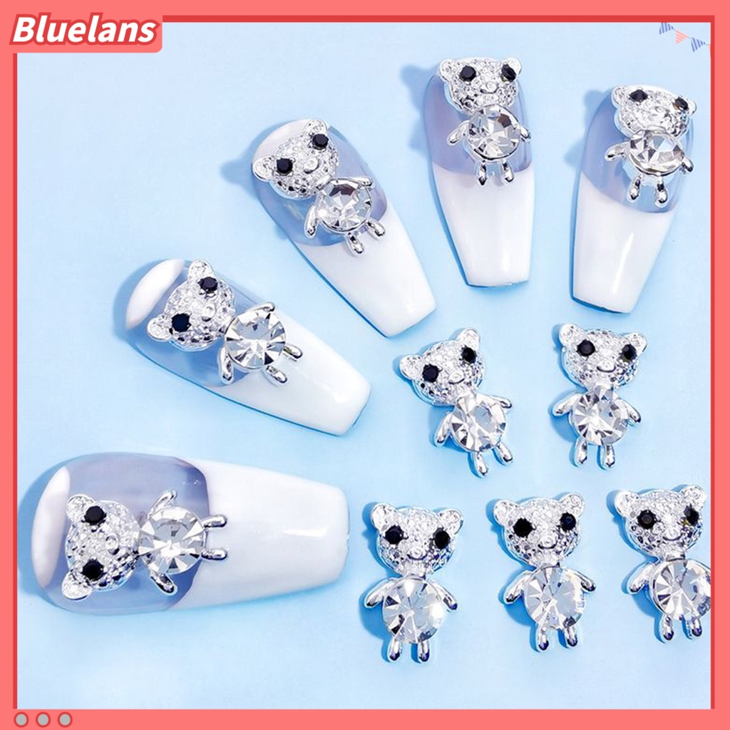 [BLM] 10pcs Dekorasi Kuku Indah DIY Ringan Beruang Alloy Nail Art Perhiasan Untuk Wanita