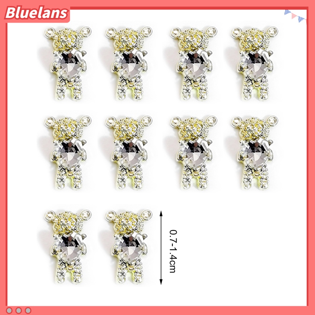 [BLM] 10pcs Dekorasi Kuku Indah DIY Ringan Beruang Alloy Nail Art Perhiasan Untuk Wanita