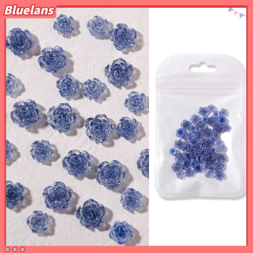 [BLM] 50pcs Kamelia Kuku Efek Visual Mengkilap Tiga Dimensi Glitter DIY Ornamen Kerajinan Manikur Kuku Mini 3D Untuk Manicurist