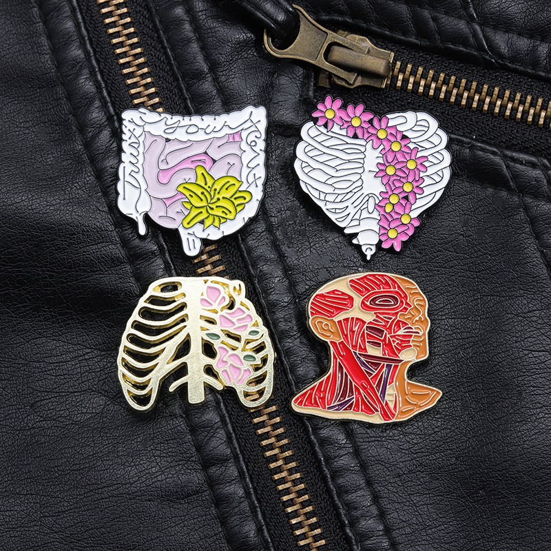 Bunga Organ Enamel Pin Bros Lencana Punk Anatomi Cinta Tubuh Otak Usus Grosir Hadiah Tas Aksesoris Perhiasan