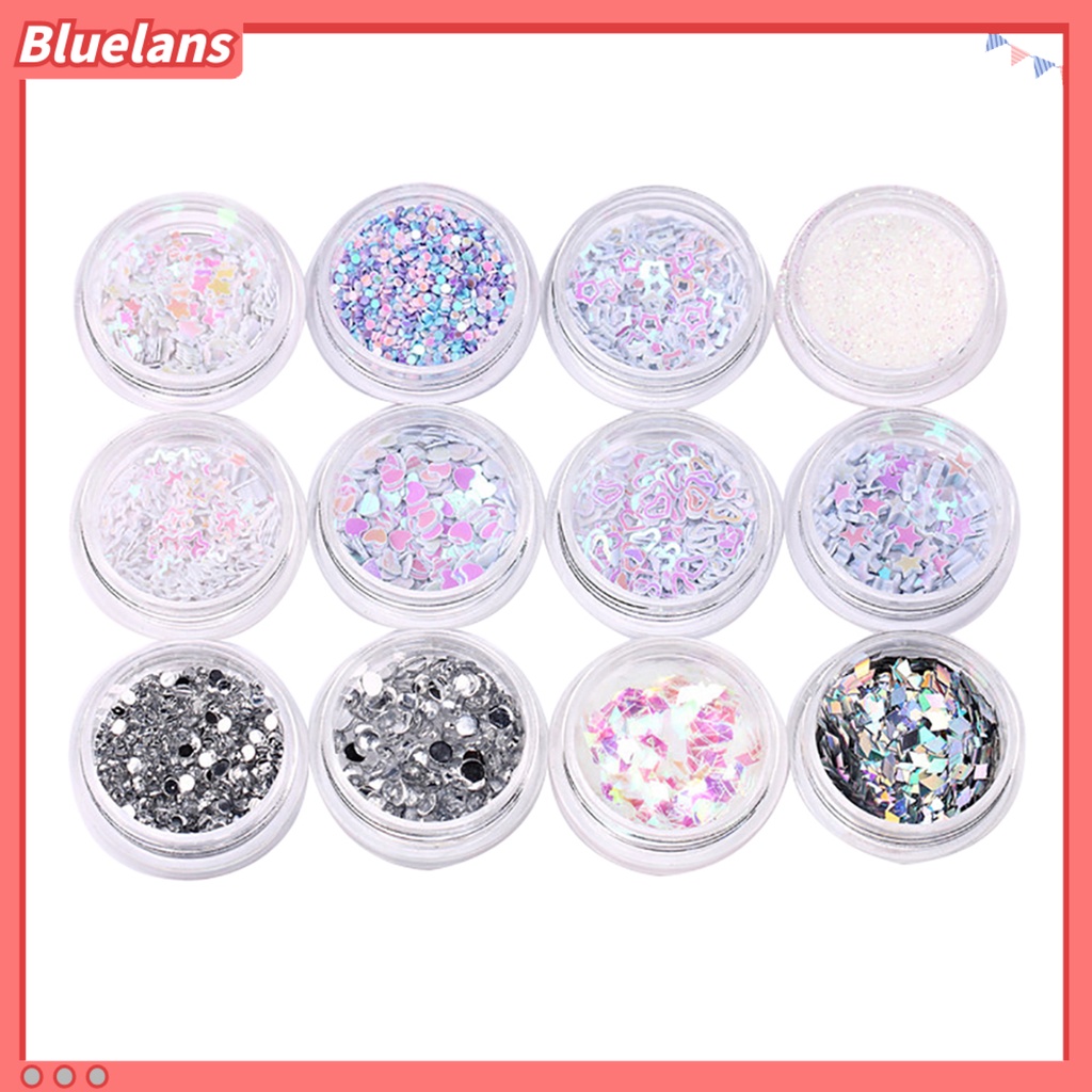 [BLM] 12toples/1kotak Shiny Sweet Pattern Manicure Nail Art Mata Rias Payet DIY Alat