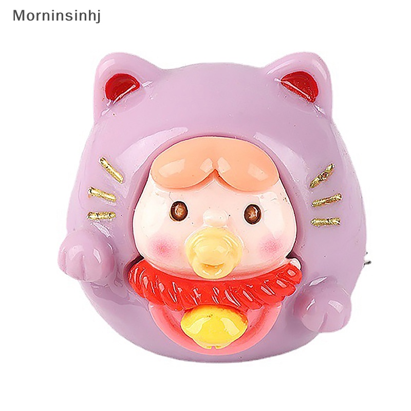 Mornin Lucky Cat Ornamen Resin Kerajinan Lucu Kartun Warna Dot Pucat Dashboard Mobil Mainan Dekorasi Aksesoris id