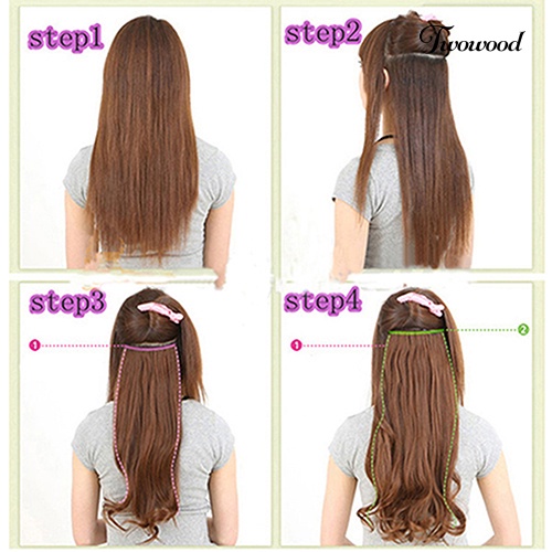 Twowood Wanita Fashion Kecantikan Penuh Kepala Klip Keriting Bergelombang Satu Potong Rambut Ekstensi Wig