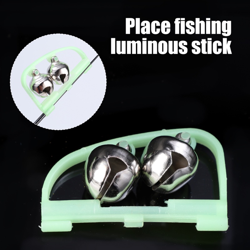 1pc Universal Waterproof Fluorescent Double Bell/ Portable Malam Glow In The Dark Pancing Alarm Tackle Perlengkapan