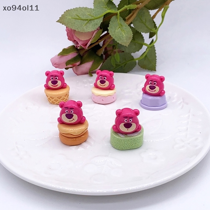 Xo 1Pc Luminous Manyo Ornamen Mini Kartun Strawberry Beruang Boneka Mikro Lanskap Dekorasi Rumah Boneka Miniatur Mainan OL