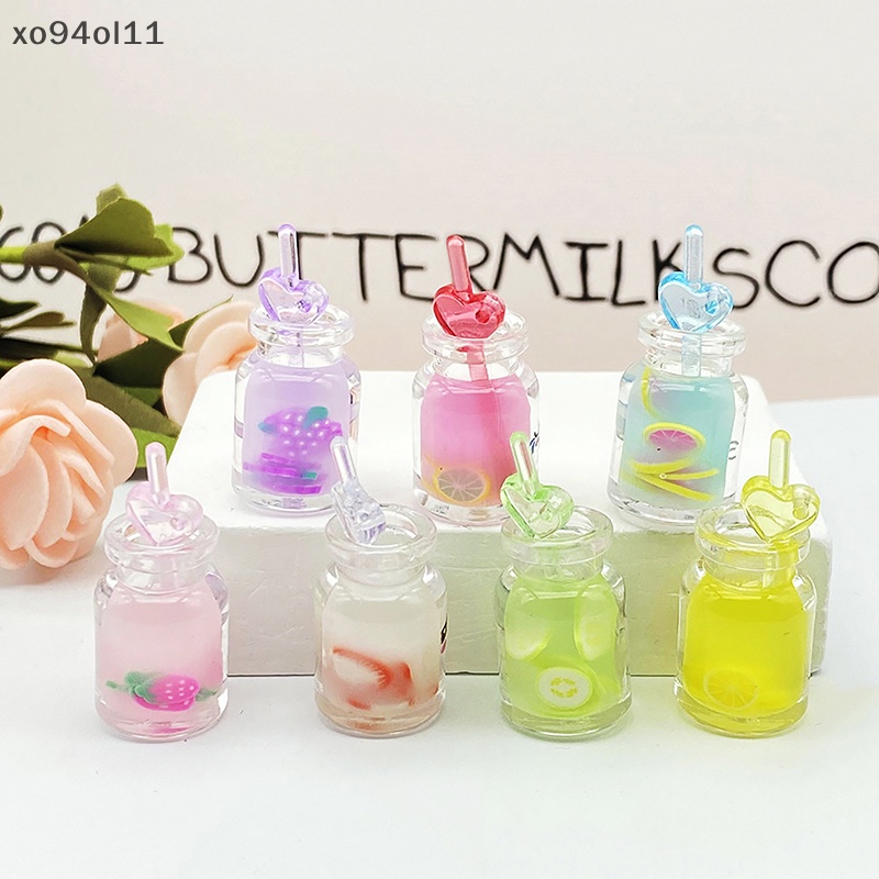 Xo 2Pcs Luminous Emoji Juice Cup Ornamen Mini Color Drink Cup Micro Landscape Dekorasi Rumah Boneka Miniatur Mainan OL