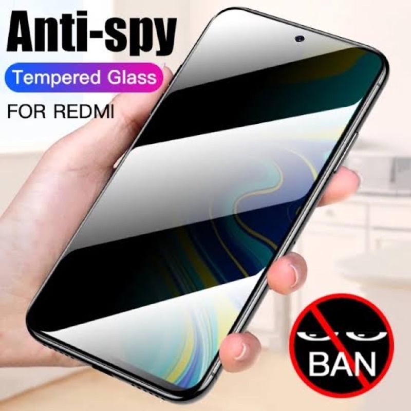 Tempered Glass Anti Spy Xiaomi Redmi 10/10A/ 10C/Note 9/Note 10/10S/Note 11/ 11 Pro Anti gores Antispy KACA tempered glass spy