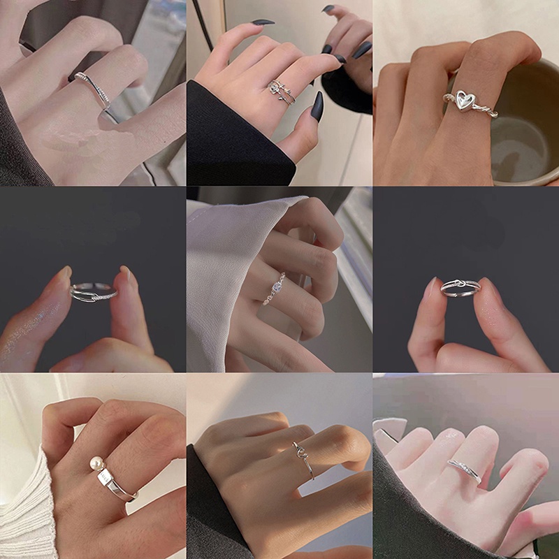 Cincin Geometris Hati Bahan Alloy Fashion Untuk Wanita