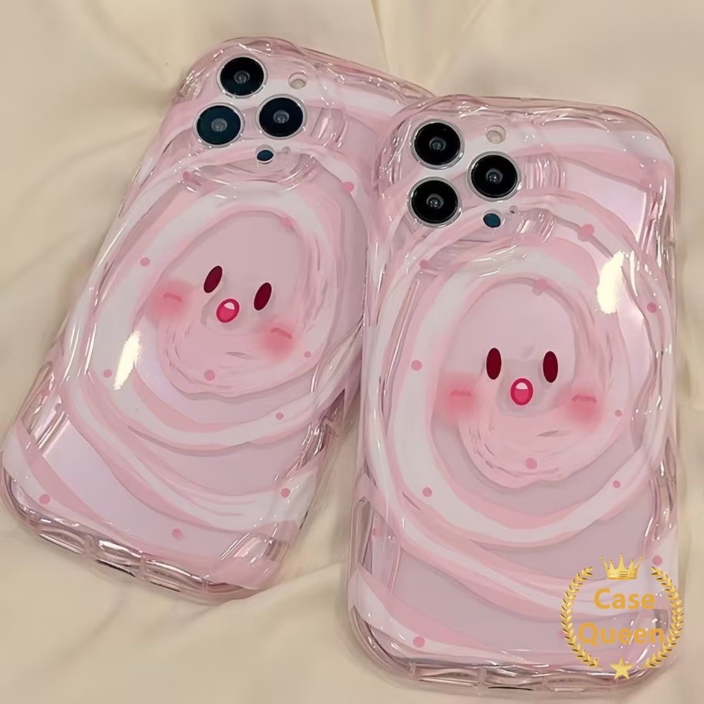 Smiley Lucu Couple 3D Wavy Curved Edge Case Untuk Oppo A17 A17K A5s A54 A7 A15s A15 A53 A3s A57 A35 A12E A16 A77S A77 A33 A12 A11K A16s A32 Badut Lucu Hewan Kecil Bear Duck Cover