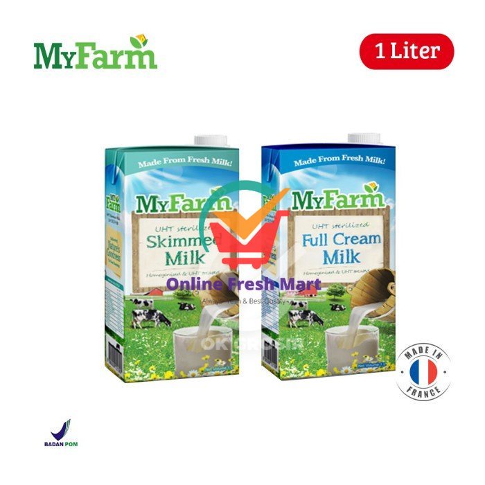 

MyFarm Susu UHT Cair Full cream / Skim Milk [1 Liter] - Online Fresh Mart Denpasar