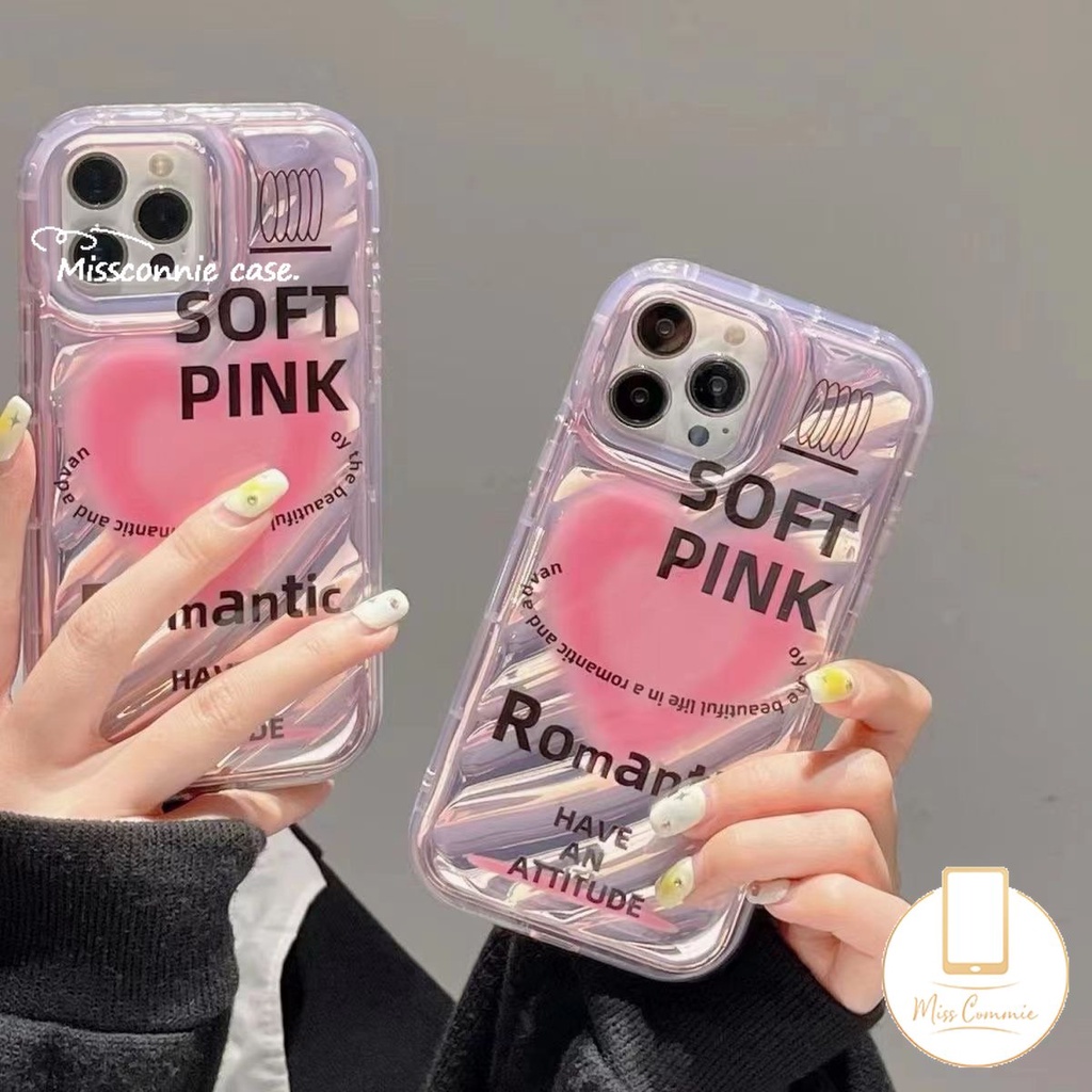 IPHONE Mewah Kartu Laser Dazzle Warna Cinta Hati Case Kompatibel Untuk Iphone11 13 14 12 Pro MAX 6 6S 78 Plus XR X XS MAX 7Plus 8Plus SE 2020 Kreatif 3D Stereo Motif Bergelombang Cover