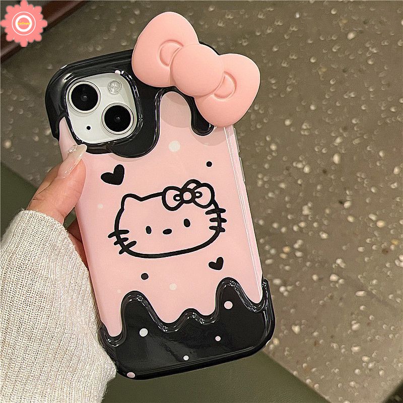 IPHONE Kartun Hello Kitty Case Kompatibel Untuk Iphone11 7Plus XR 14 12 13 Pro Max X XS Max 7 8 Plus Kreatif Permen 3D Es Krim Cinta Lucu Hati Kue Beruang Lembut Tpu Cover