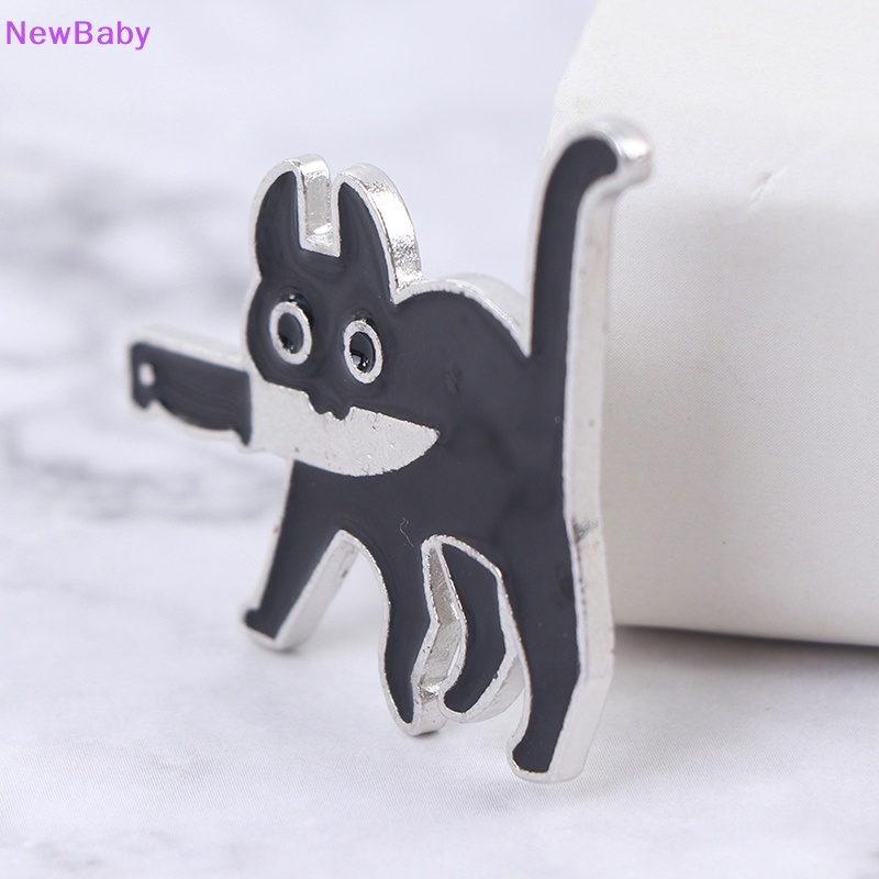 Newbaby Kartun Kreatif Kucing Hitam Pemodelan Pop Enamel Pin Kerah Lencana Bros Perhiasan ID