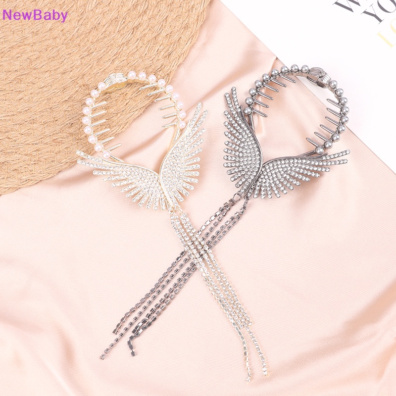 Newbaby Elegan Berlian Imitasi Rumbai Klip Cakar Untuk Wanita Fashion Butterfly Wing Hair Clip ID