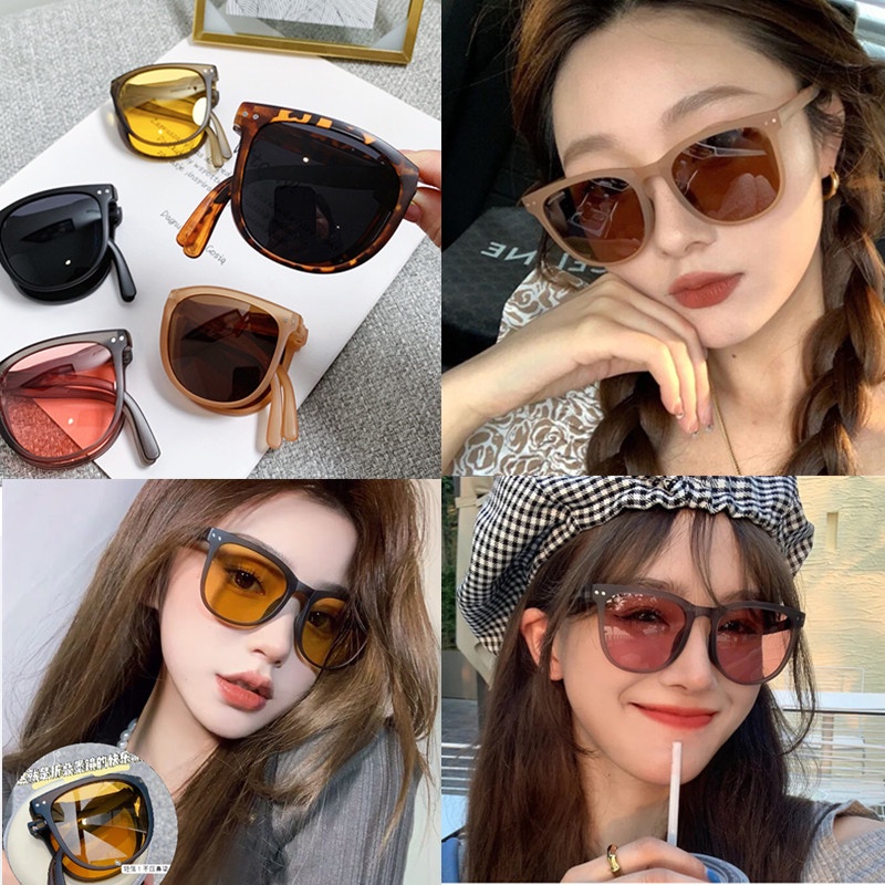 Wanita Musim Panas Kacamata Lipat Klasik Portabel Bingkai Persegi Fashion Merek Eyewear Vintage Retro Lady Riding Eyeglasses UV400