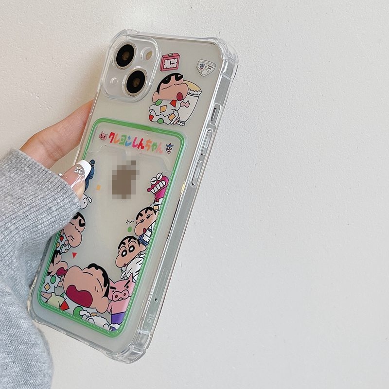 Card Case Sleep Crayon Shin-chan Soft Case HP iP iPhone 14 13 12 11 Pro X XS XR Max 7 8 + Plus FTD Casing Apple