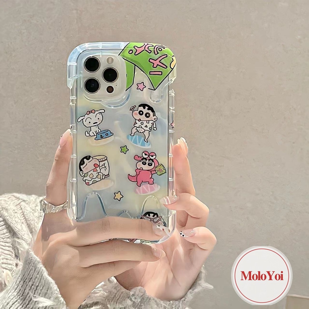 3d Ice Cream Kartun Crayon Shin-chan Case Kompatibel Untuk IPhone XR XS X Max11 13 14 12 Pro Max 7plus8 7 Plus SE 2020lucu Hello Kitty Pochacco Kuromi Lembut TPU Cover