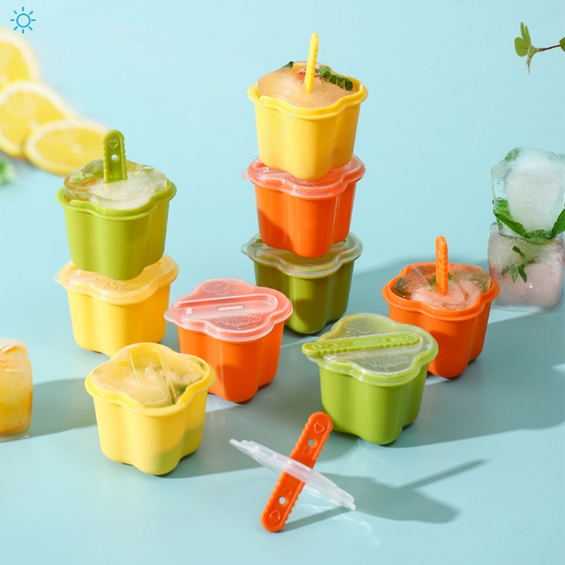 Cetakan Es Loli Silikon/ Easy Release Cetakan Es Krim Persegi Dengan Stik /Popsicle Makers Ice Cube Tray Food Storage