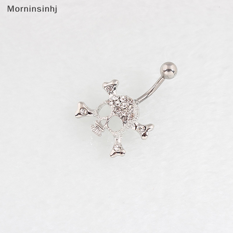 Mornin Fashion Berlian Imitasi Tengkorak Liontin Pusar Kuku Stainless Steel Sexy Belly Button Rings Untuk Wanita Warna Perak Tubuh Piecing Perhiasan id