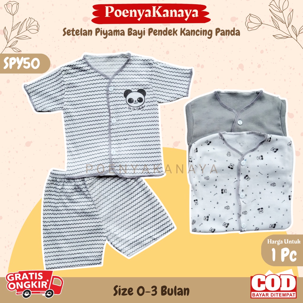 Setelan Baju Bayi Piyama Bayi Pendek Kancing PANDA 0-3 Bulan STL23